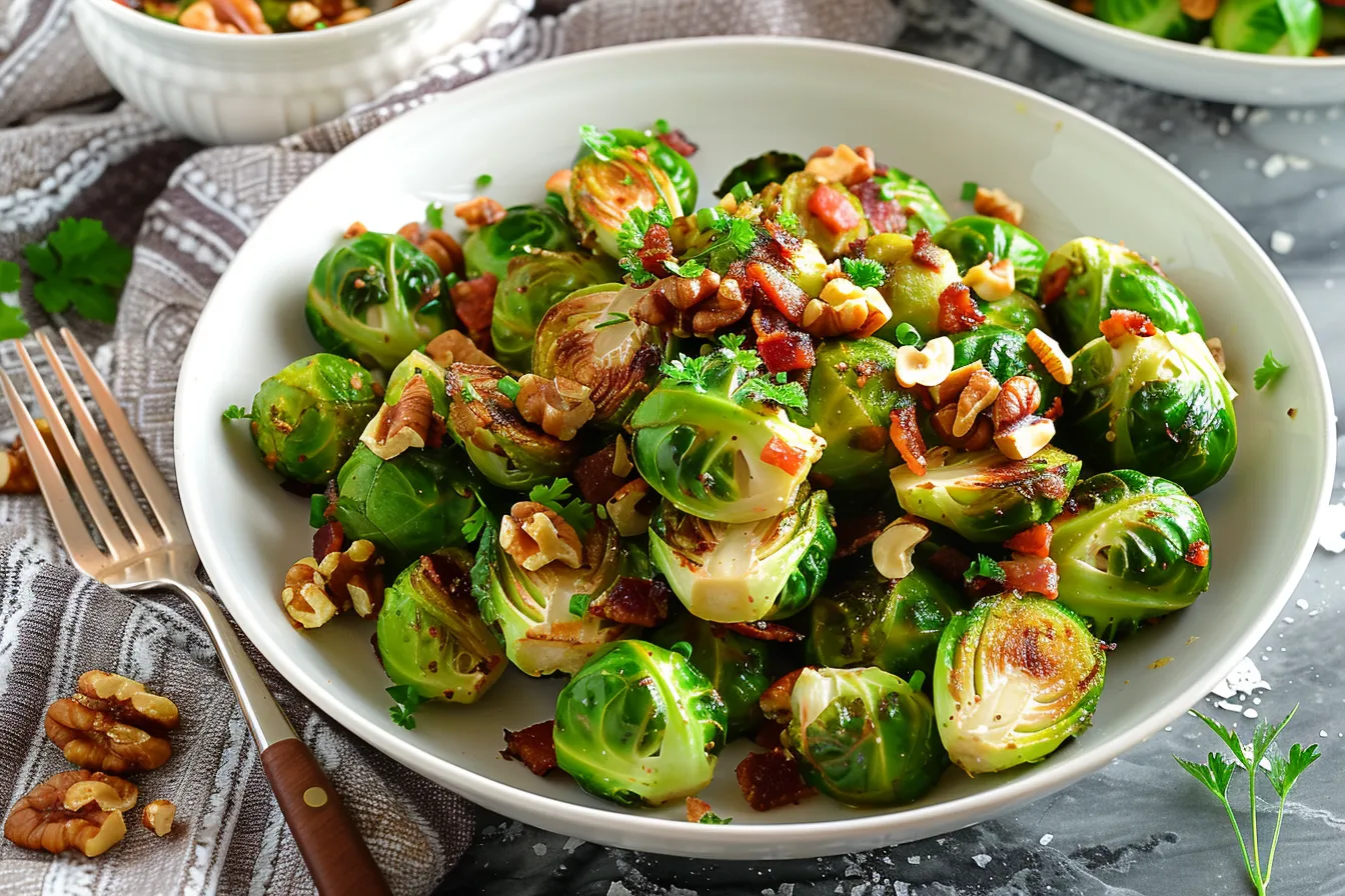 Brussels Sprouts with Walnuts and Pancetta