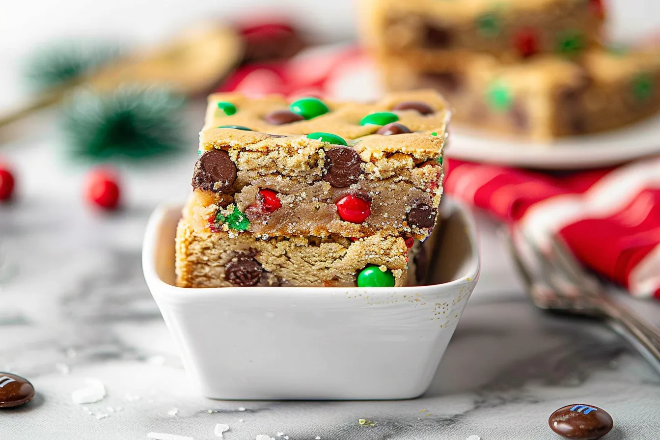 Christmas M&M Cookie Bars