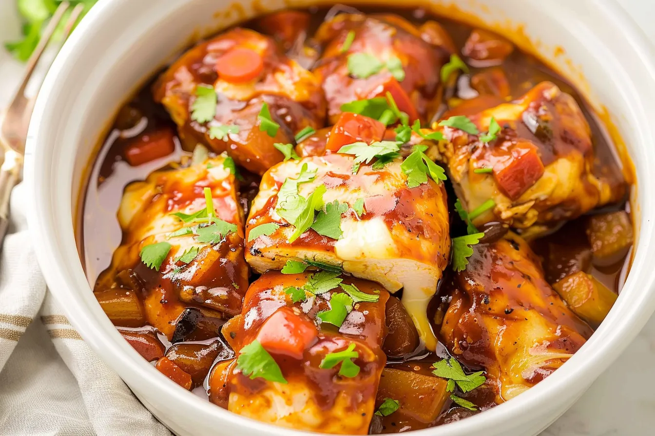 CROCKPOT CHEESY BBQ MONTEREY CHICKEN
