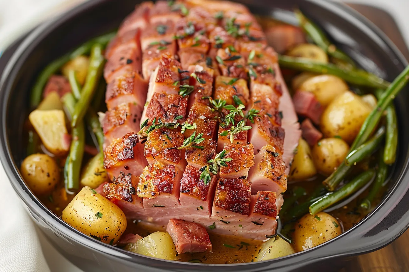 CROCKPOT HAM, GREEN BEANS, & POTATOES