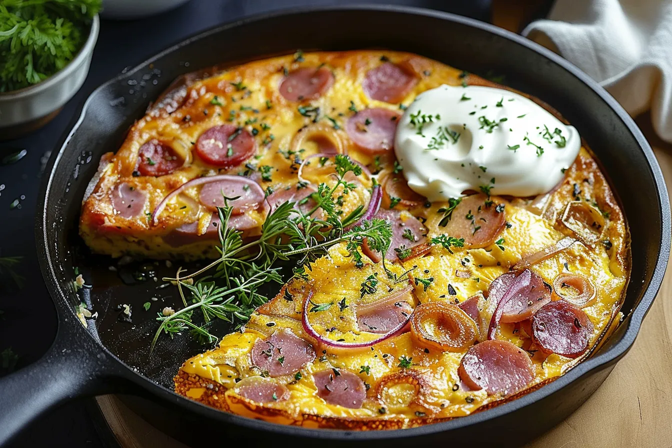 Savory Ham, Cheese & Onion Frittata